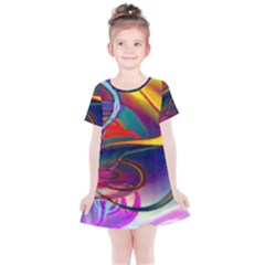 Colorful Rainbow Modern Paint Pattern 13 Kids  Simple Cotton Dress