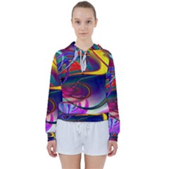 Colorful Rainbow Modern Paint Pattern 13 Women s Tie Up Sweat