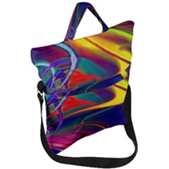 Colorful Rainbow Modern Paint Pattern 13 Fold Over Handle Tote Bag