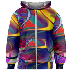 Colorful Rainbow Modern Paint Pattern 13 Kids  Zipper Hoodie Without Drawstring