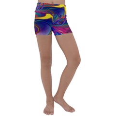 Colorful Rainbow Modern Paint Pattern 13 Kids  Lightweight Velour Yoga Shorts