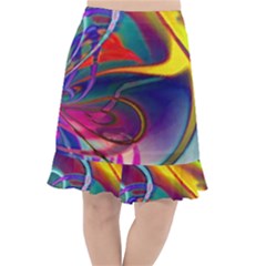 Colorful Rainbow Modern Paint Pattern 13 Fishtail Chiffon Skirt