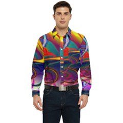 Colorful Rainbow Modern Paint Pattern 13 Men s Long Sleeve Pocket Shirt 