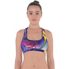 Colorful Rainbow Modern Paint Pattern 13 Cross Back Hipster Bikini Top 