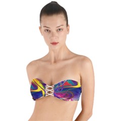 Colorful Rainbow Modern Paint Pattern 13 Twist Bandeau Bikini Top