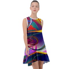 Colorful Rainbow Modern Paint Pattern 13 Frill Swing Dress