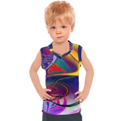 Colorful Rainbow Modern Paint Pattern 13 Kids  Sport Tank Top