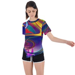 Colorful Rainbow Modern Paint Pattern 13 Asymmetrical Short Sleeve Sports Tee