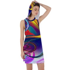 Colorful Rainbow Modern Paint Pattern 13 Racer Back Hoodie Dress