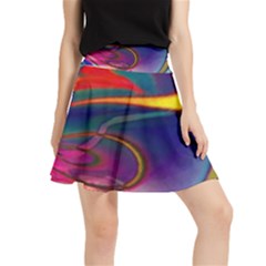 Colorful Rainbow Modern Paint Pattern 13 Waistband Skirt