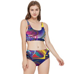 Colorful Rainbow Modern Paint Pattern 13 Frilly Bikini Set