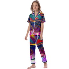 Colorful Rainbow Modern Paint Pattern 13 Kids  Satin Short Sleeve Pajamas Set