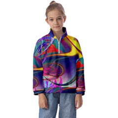 Colorful Rainbow Modern Paint Pattern 13 Kids  Half Zip Hoodie