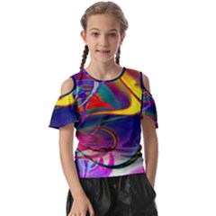 Colorful Rainbow Modern Paint Pattern 13 Kids  Butterfly Cutout Tee