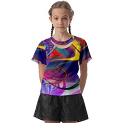 Colorful Rainbow Modern Paint Pattern 13 Kids  Front Cut Tee