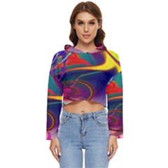 Colorful Rainbow Modern Paint Pattern 13 Women s Lightweight Cropped Hoodie