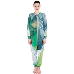 Orange And Green Alcohol Ink  Onepiece Jumpsuit (ladies)  by Dazzleway