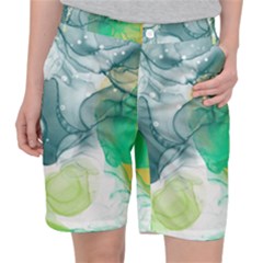 Orange And Green Alcohol Ink  Pocket Shorts by Dazzleway