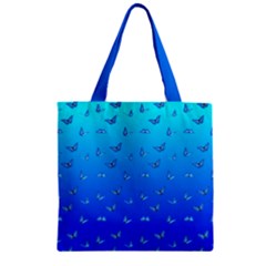 Butterflies At Blue, Two Color Tone Gradient Zipper Grocery Tote Bag by Casemiro