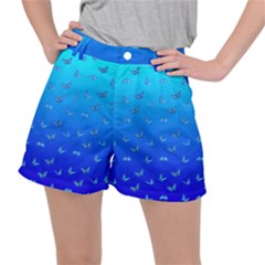 Butterflies At Blue, Two Color Tone Gradient Ripstop Shorts by Casemiro