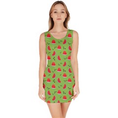 Juicy Slices Of Watermelon On A Green Background Bodycon Dress by SychEva