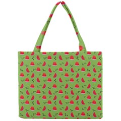 Juicy Slices Of Watermelon On A Green Background Mini Tote Bag by SychEva