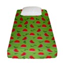 Juicy Slices Of Watermelon On A Green Background Fitted Sheet (Single Size) View1