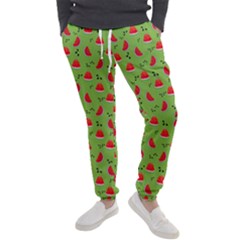 Juicy Slices Of Watermelon On A Green Background Men s Jogger Sweatpants by SychEva