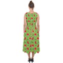 Juicy Slices Of Watermelon On A Green Background Midi Tie-Back Chiffon Dress View2