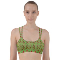 Juicy Slices Of Watermelon On A Green Background Line Them Up Sports Bra by SychEva