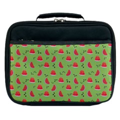 Juicy Slices Of Watermelon On A Green Background Lunch Bag by SychEva