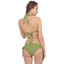 Juicy Slices Of Watermelon On A Green Background Tie It Up Bikini Set View2