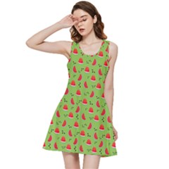 Juicy Slices Of Watermelon On A Green Background Inside Out Racerback Dress by SychEva