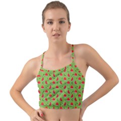 Juicy Slices Of Watermelon On A Green Background Mini Tank Bikini Top by SychEva