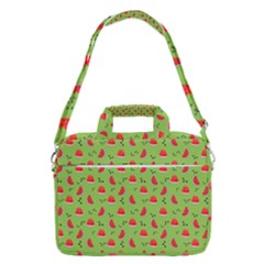 Juicy Slices Of Watermelon On A Green Background Macbook Pro Shoulder Laptop Bag (large) by SychEva