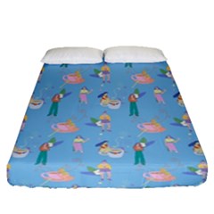 Beautiful Girls With Drinks Fitted Sheet (queen Size)