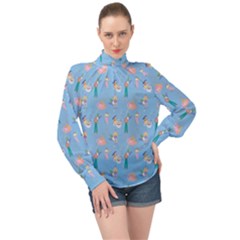 Beautiful Girls With Drinks High Neck Long Sleeve Chiffon Top by SychEva
