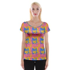 Abstract Painting Cap Sleeve Top by SychEva