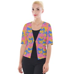 Abstract Painting Cropped Button Cardigan by SychEva