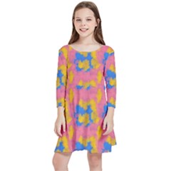 Abstract Painting Kids  Quarter Sleeve Skater Dress by SychEva