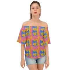 Abstract Painting Off Shoulder Short Sleeve Top by SychEva