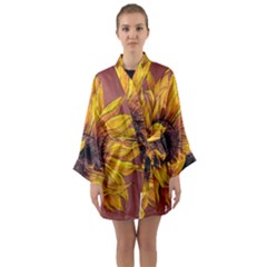 Sunflower Long Sleeve Satin Kimono by Sparkle