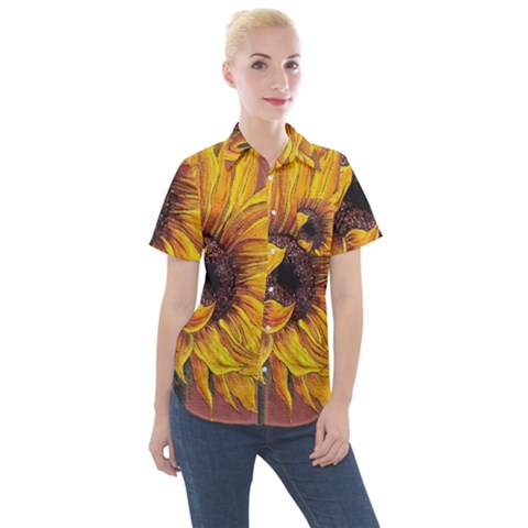 Sunflower Women s Short Sleeve Pocket Shirt by Sparkle
