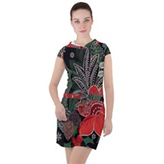 Floral Drawstring Hooded Dress by Sparkle