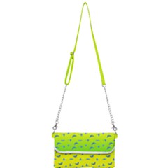 Blue Butterflies At Yellow And Green, Two Color Tone Gradient Mini Crossbody Handbag by Casemiro