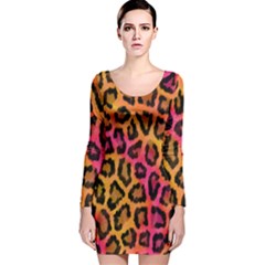 Leopard Print Long Sleeve Velvet Bodycon Dress by skindeep