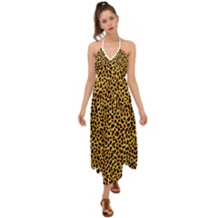 Fur-leopard 2 Halter Tie Back Dress  by skindeep