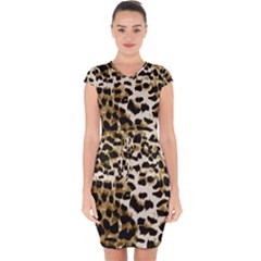 Leopard-print 2 Capsleeve Drawstring Dress  by skindeep