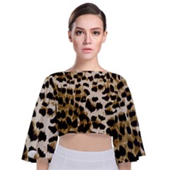 Leopard-print 2 Tie Back Butterfly Sleeve Chiffon Top by skindeep