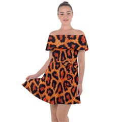 Leopard-print 3 Off Shoulder Velour Dress by skindeep